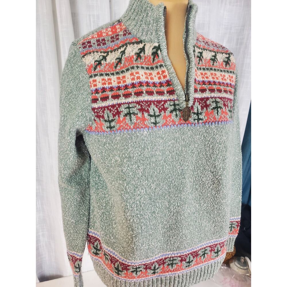 Cottagecore Colorful Quarter Zip Pullover Womans Size S Henley Embroidered